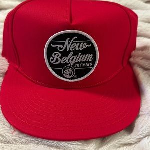 New Belgium Brewing BEER Snap Back Red Cap Hat VINTAGE